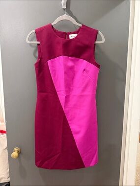 EUC Milly Colorblock Pink Burgundy Shift Dress Size 2